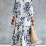 Ilinca – Rochie Maxi Florală cu Volane