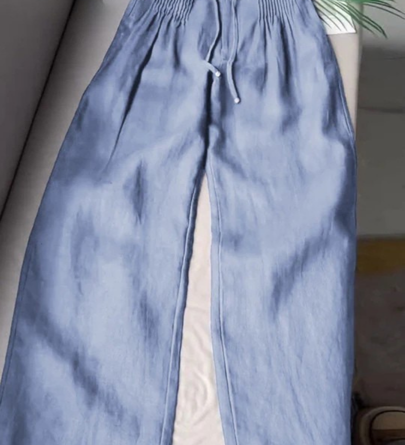 Camille | Széles Szárú Pantalon Pamut és Len Keverékből
