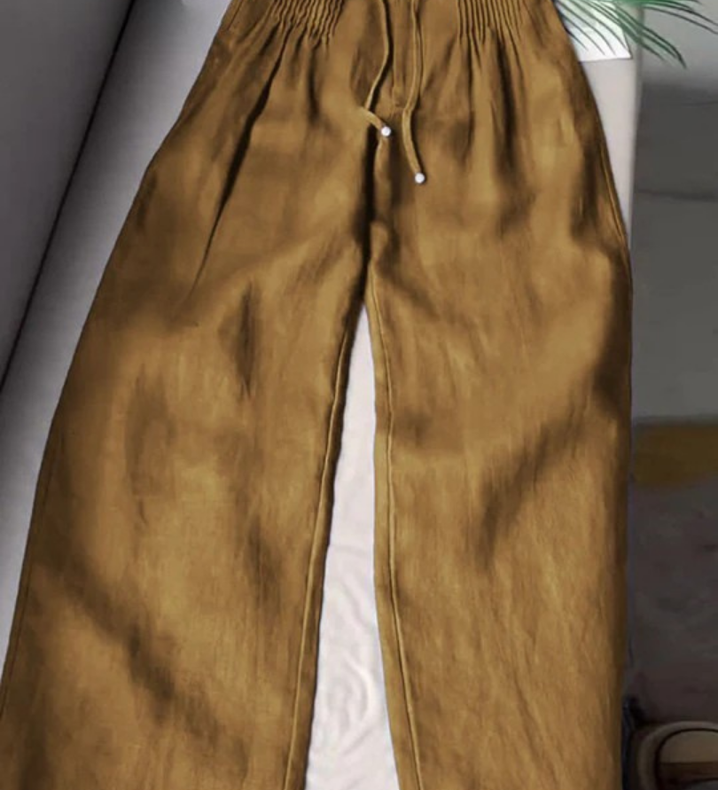 Camille | Széles Szárú Pantalon Pamut és Len Keverékből