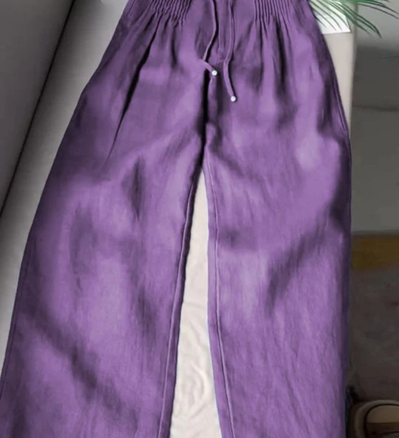 Camille | Széles Szárú Pantalon Pamut és Len Keverékből