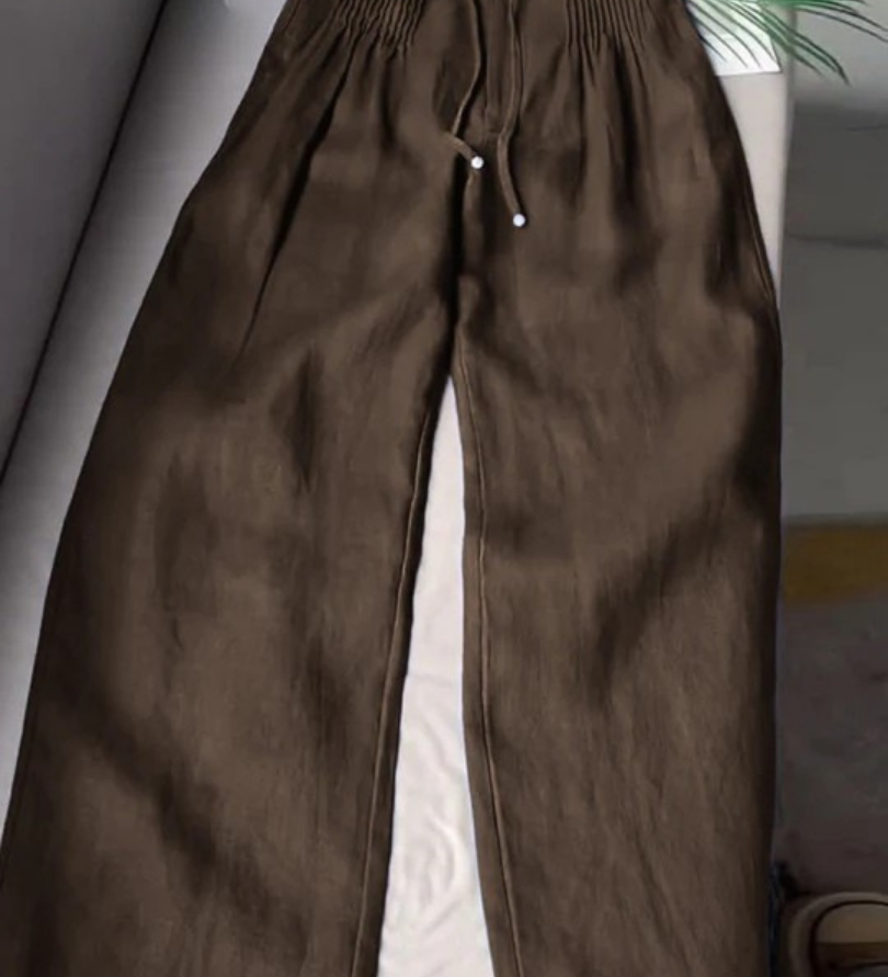Camille | Széles Szárú Pantalon Pamut és Len Keverékből