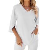 Carolina – V-nyakú Laza Sifon Blúz