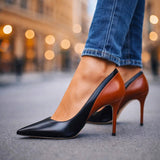 Serena Vale | Elegáns Kéttónusú Magassarkú Csizma