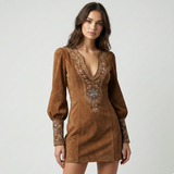 Amalia – Hímzett Vintage Mini Ruha