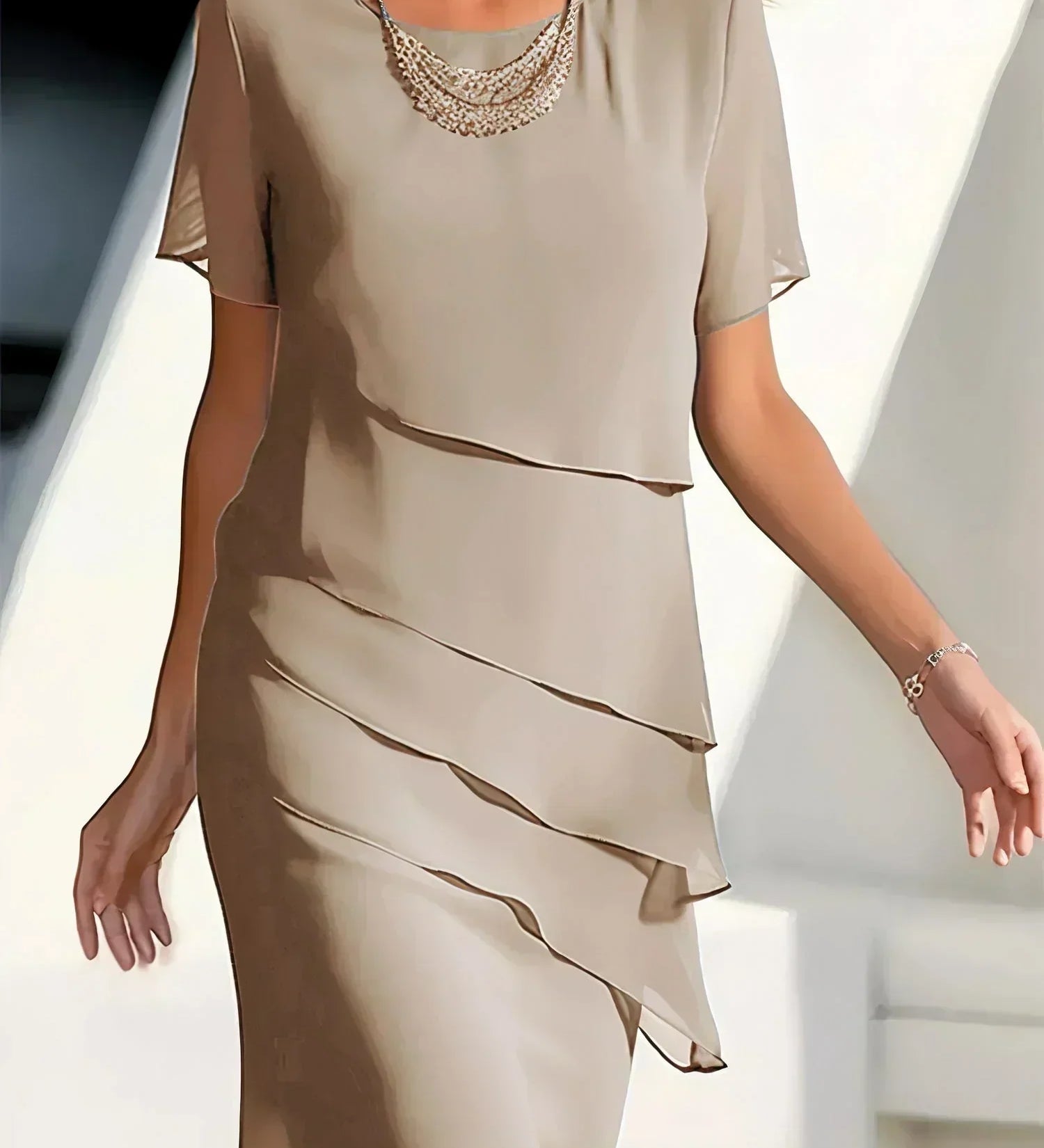 Ilinca – Chiffon Midi Ruha Réteges Kivitelben