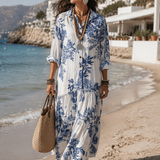 Ilinca – Rochie Maxi Florală cu Volane