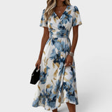 Sofia – Rochie Midi Învelitoare cu Model Floral