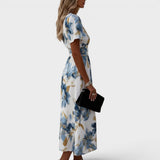 Sofia – Rochie Midi Învelitoare cu Model Floral