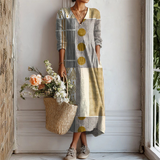 Emilia – Művészi Ruha Geometrikus Patchwork Stílusban