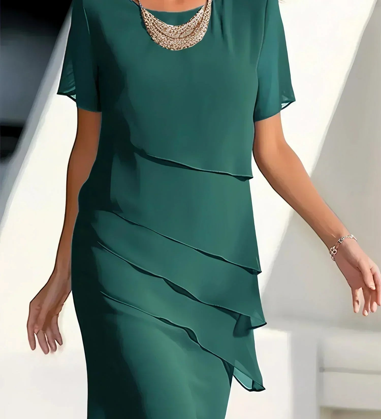 Ilinca – Chiffon Midi Ruha Réteges Kivitelben