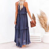 Sorina – Rochie Maxi cu Bretele și Volane