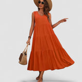 Elvira – Rochie Maxi Fluidă fără Mâneci