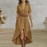 Sânziana – Maxi Western-Boho Ruha Övvel és Elülső Gombos Részletekkel