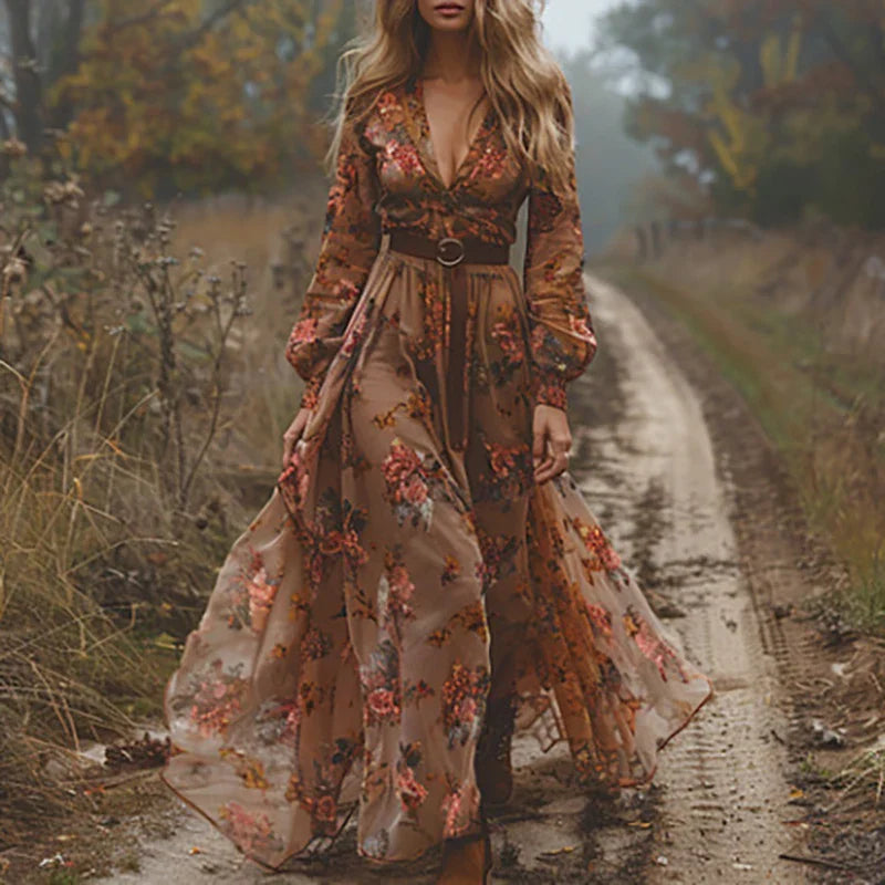 Ilinca – Maxi Boho Ruha Lebegő Ujjakkal
