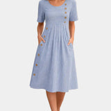 Mona – Rochie cu Dungi Albastre