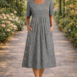 Mona – Rochie cu Dungi Albastre
