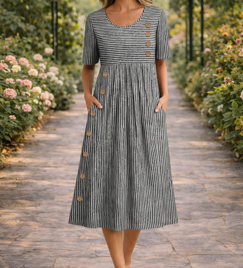 Mona – Rochie cu Dungi Albastre