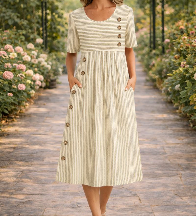 Mona – Rochie cu Dungi Albastre