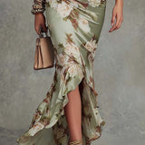 Adriana Floral - Rochie Lunga cu Imprimeu Floral