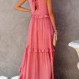 Sorina – Rochie Maxi cu Bretele și Volane