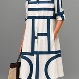 Veronica – Rochie Midi Camiseu Cu Model Geometric