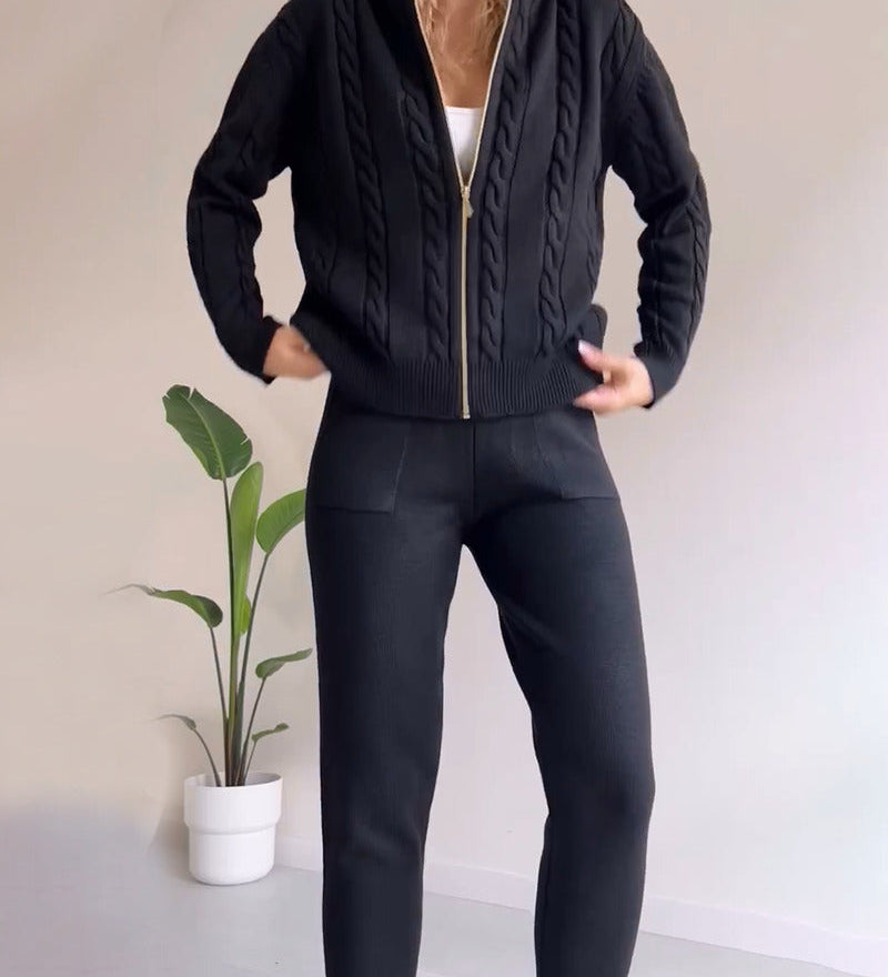 Ania - Két részes, csavart jacquard casual szett