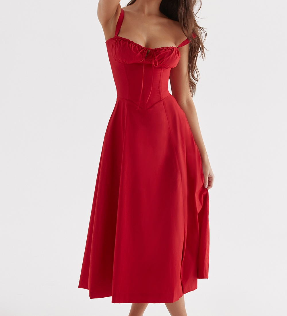 Vivienne – Rochie Midi cu Corset Romantic
