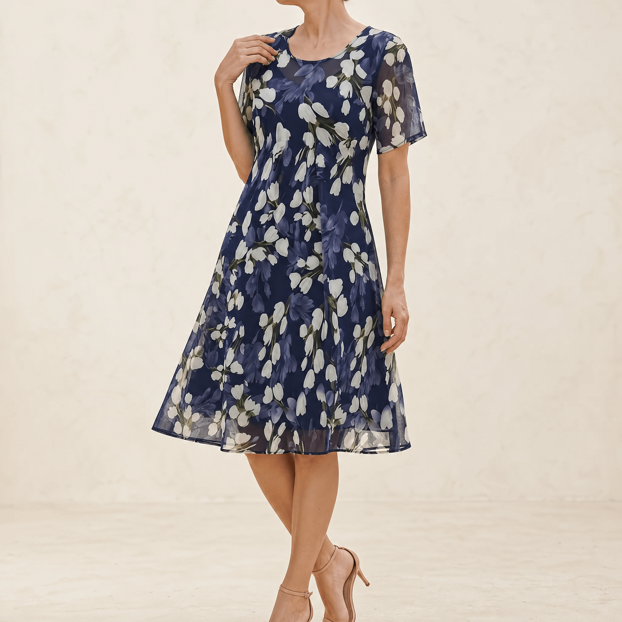 Teodora – Rochie Midi Florală Marin