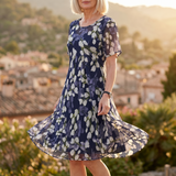 Teodora – Rochie Midi Florală Marin