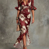 Adriana Floral - Rochie Lunga cu Imprimeu Floral