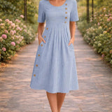 Mona – Rochie cu Dungi Albastre