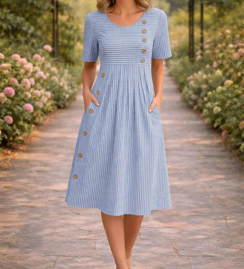 Mona – Rochie cu Dungi Albastre