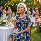 Teodora – Rochie Midi Florală Marin