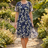 Teodora – Rochie Midi Florală Marin