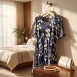 Teodora – Rochie Midi Florală Marin